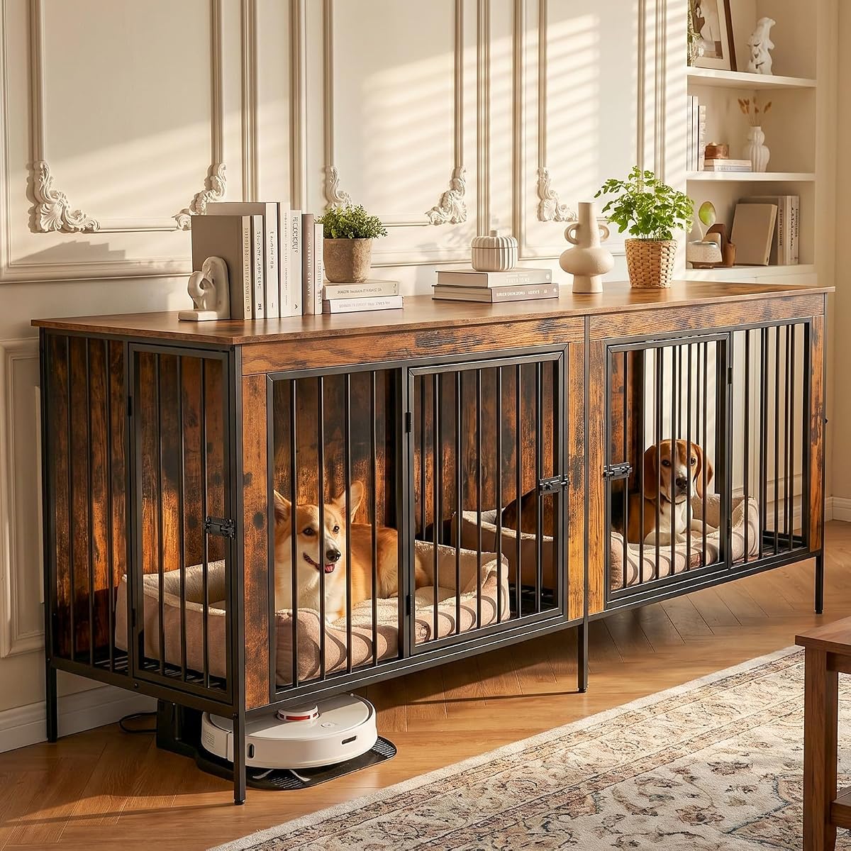 78.7" Extra Large Dog Crate Furniture for 2 Small/Medium/Large