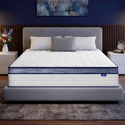 Queen Mattress, 12 Inch Hybrid Queen Size Mattresses in a Box