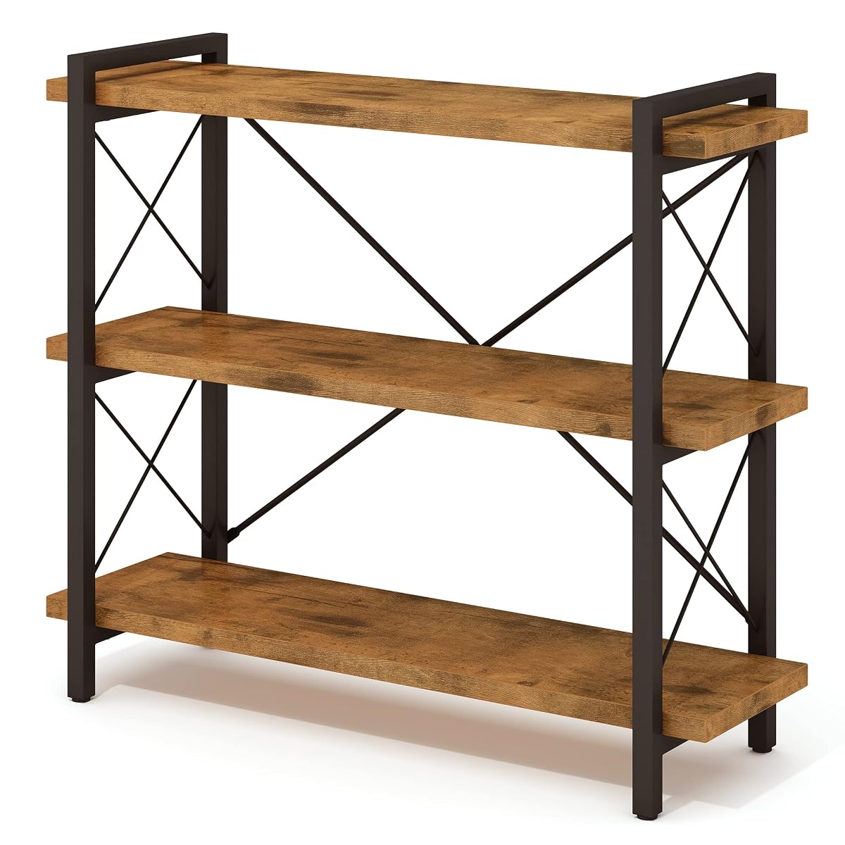3-Tier Industrial Bookshelf, 35" W x 12" D x 35" H