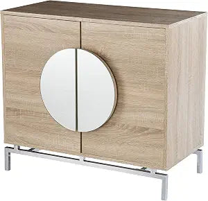 Northdom Bar Cabinet with Wine Storage - Transitional Design, Natural Iron and Wood - Ideal for Living Room, Home Bar (HZ1114405)