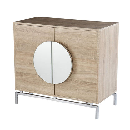 Northdom Bar Cabinet with Wine Storage - Transitional Design, Natural Iron and Wood - Ideal for Living Room, Home Bar (HZ1114405)