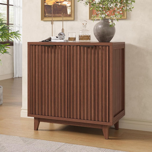 Buffet Cabinet with Storage Fluted Sideboard Accent Modern Credenza with 2