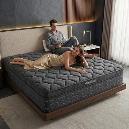 Queen Size Mattress 12 Inch, Medium Firm Boxed Hybrid Mattress
