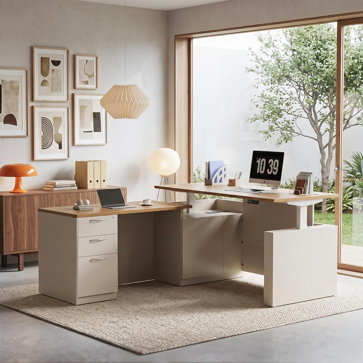 67" L-Shaped Executive Standing Desk, Brushless Dual Motor&Pre-Assembled