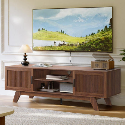 59.5" Fluted TV Stands for 65 Inch TV, Mid Century Modern