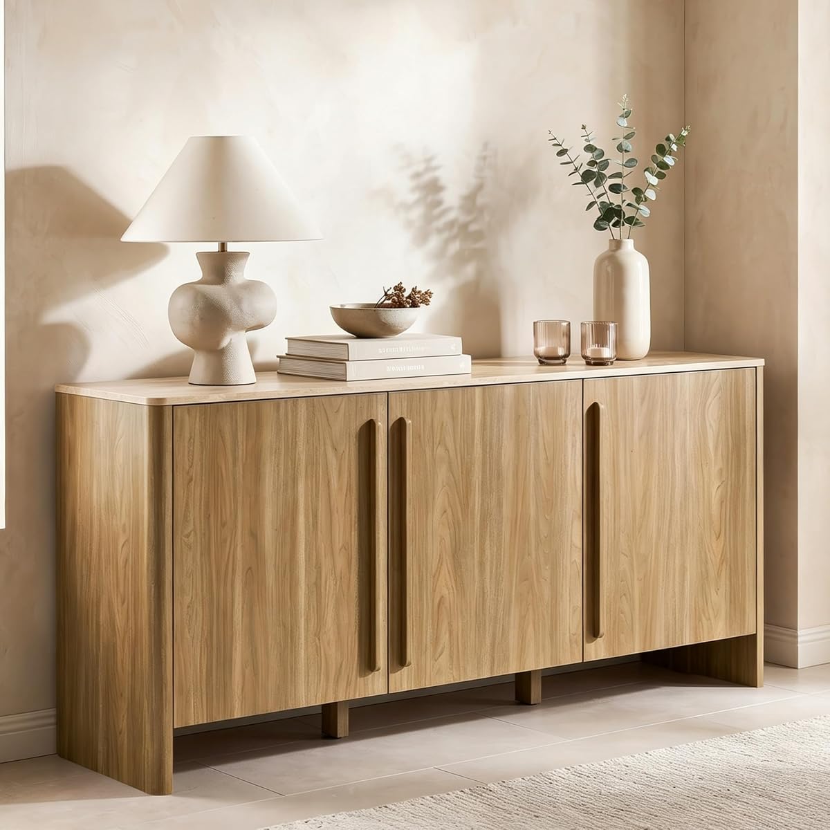 Modern Sideboard Buffet Cabinet, 63" Storage Cabinet with 3 Door