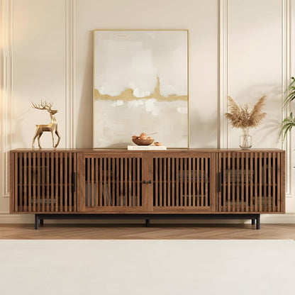 Marzzi 78" Mid-Century TV Stand with Slatted Doors for 75-85 Inch TVs
