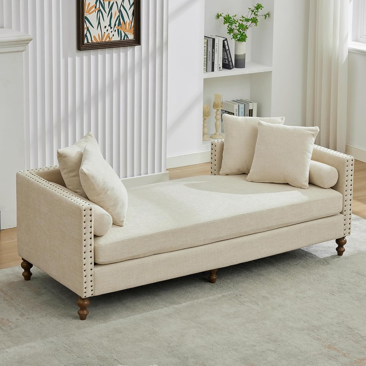 75.2" W Retro Oversized Chaise Lounge Chair Indoor with Left & Right Armrest