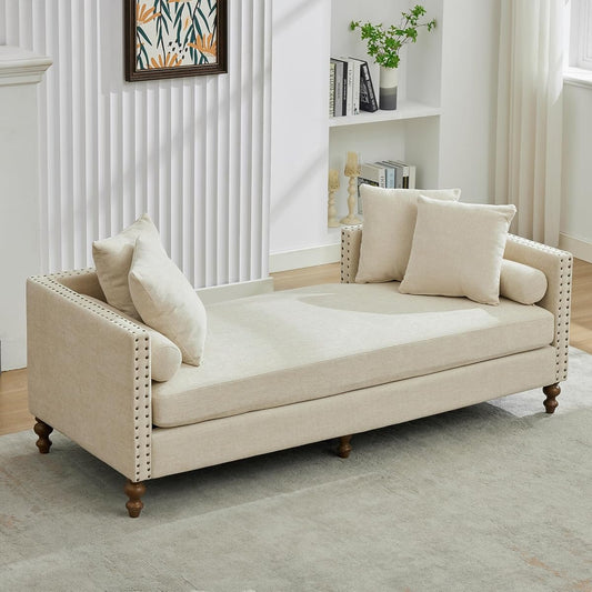 75.2" W Retro Oversized Chaise Lounge Chair Indoor with Left & Right Armrest