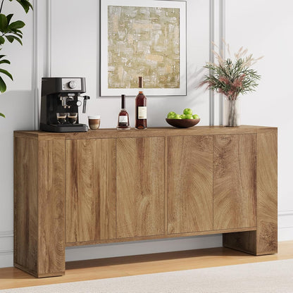 59" Sideboard Buffet Cabinet with Adjustable Shelves, Oak
