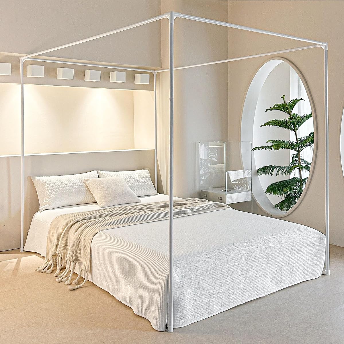 AIKASY Premium Canopy Bed Frame Posts for Queen Size Beds, Sturdy Metal Poles