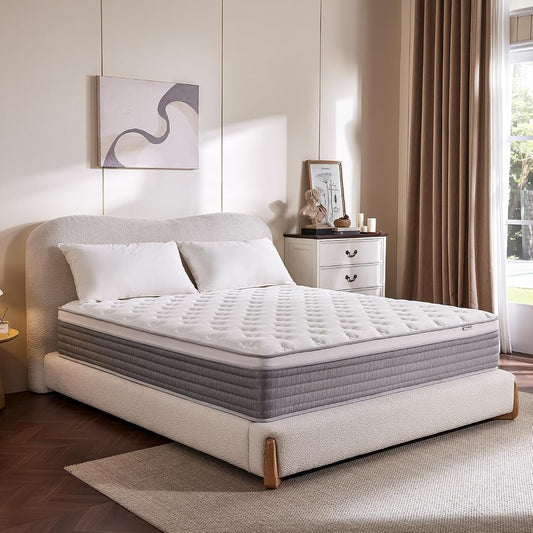 12 Inch Queen Mattress, Comfort Foam & Pocket Coil Hybrid Mattress in a Box