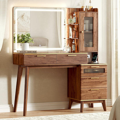 Vanity Desk with 29.53" HD Lighted Mirror