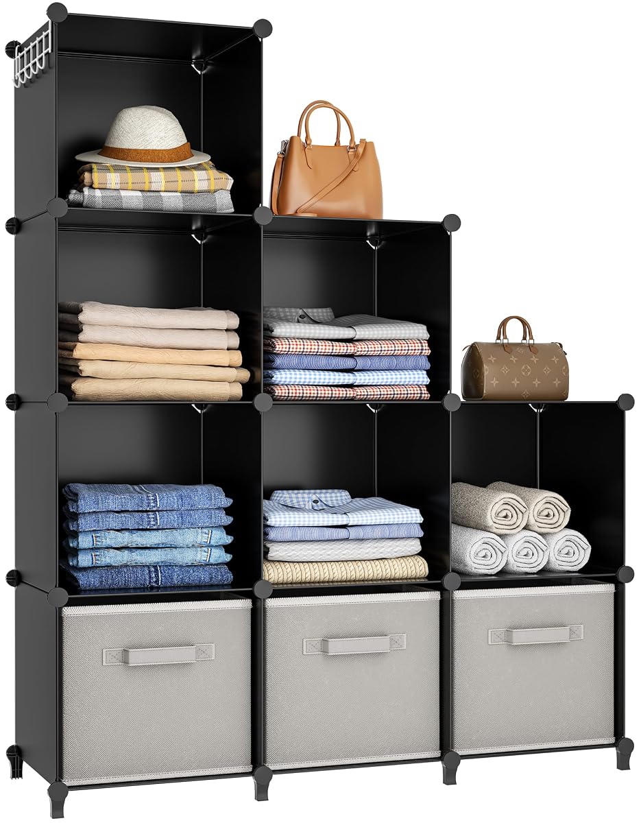 Closet Organizers and Storage, 9 Cube Storage Organizer, Black