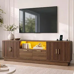65" TV Stand for TV up to 75 Inch, Entertainment Center with Lights, view 2