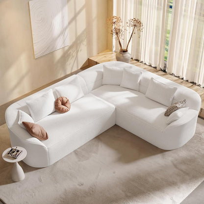 110'' Luxury Modern Curved Sectional Sofa, Oversized Chenille Cloud Couch for Living Room, Comfy Luxury L-Shaped Boneless Sofa with Extra Deep Seat, Tool-Free Assembly, Snow White