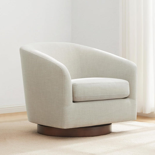 CHITA Swivel Accent Chair, FSC Certified Wood Frame, Fully Assembled, Linen