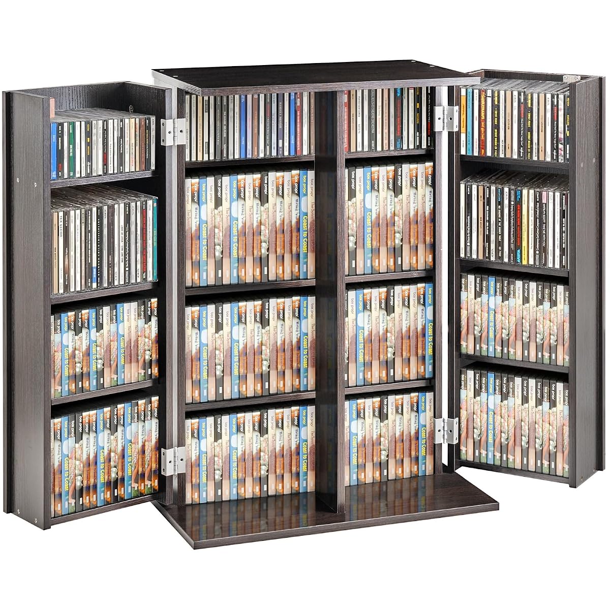 Media Storage Cabinet, DVD Cabinet with Doors and Shelves, CD Storage