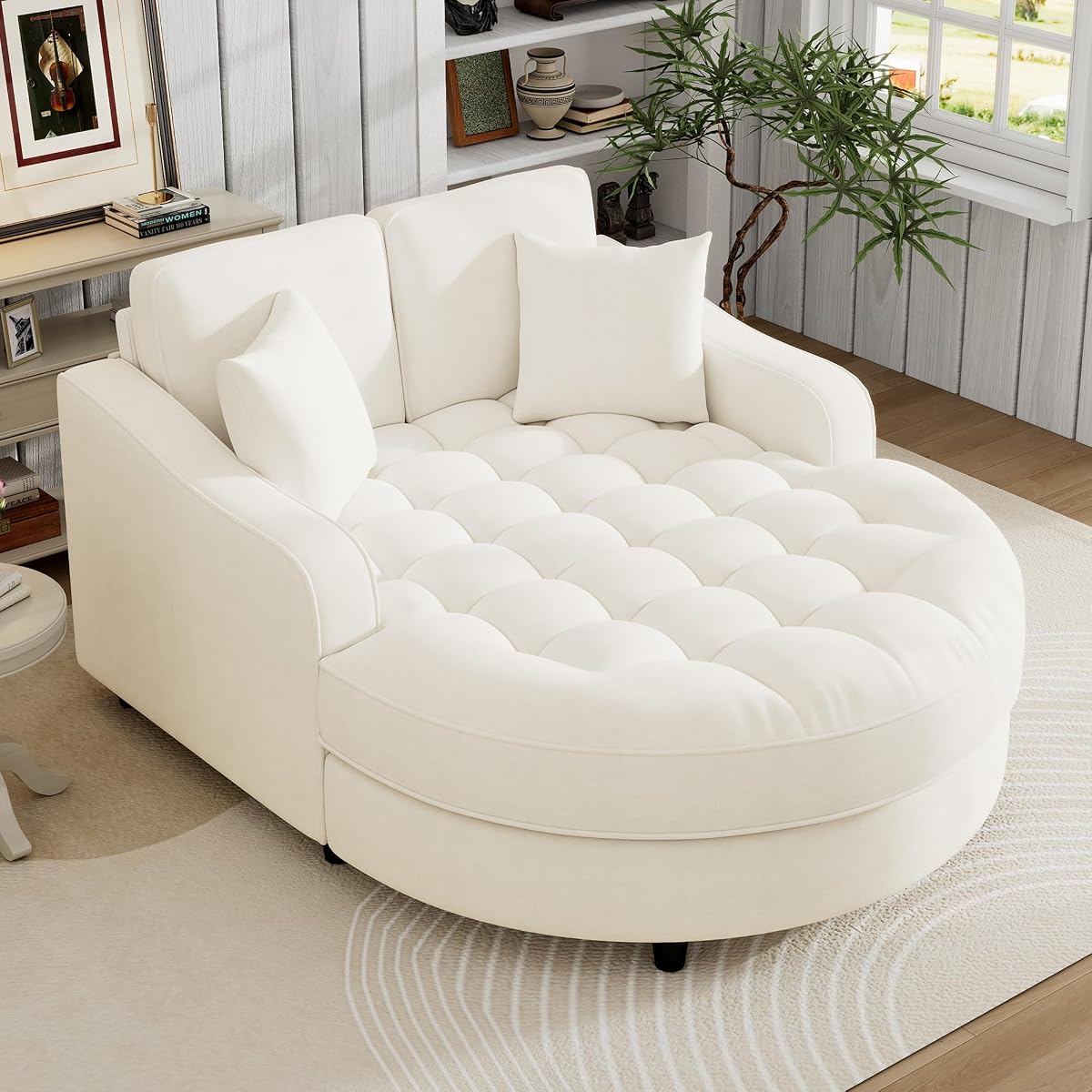 55" Modern 2-Seater Chaise Lounge Sofa Bed