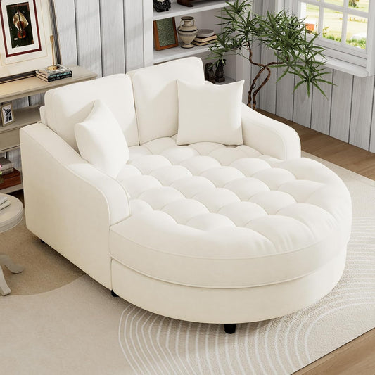 55" Modern 2-Seater Chaise Lounge Sofa Bed