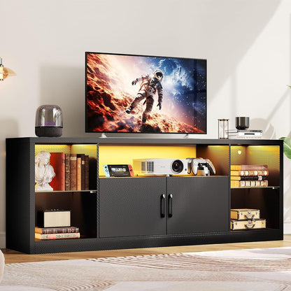 69" TV Stand for TVs up to 80", LED Entertainment Center, Black