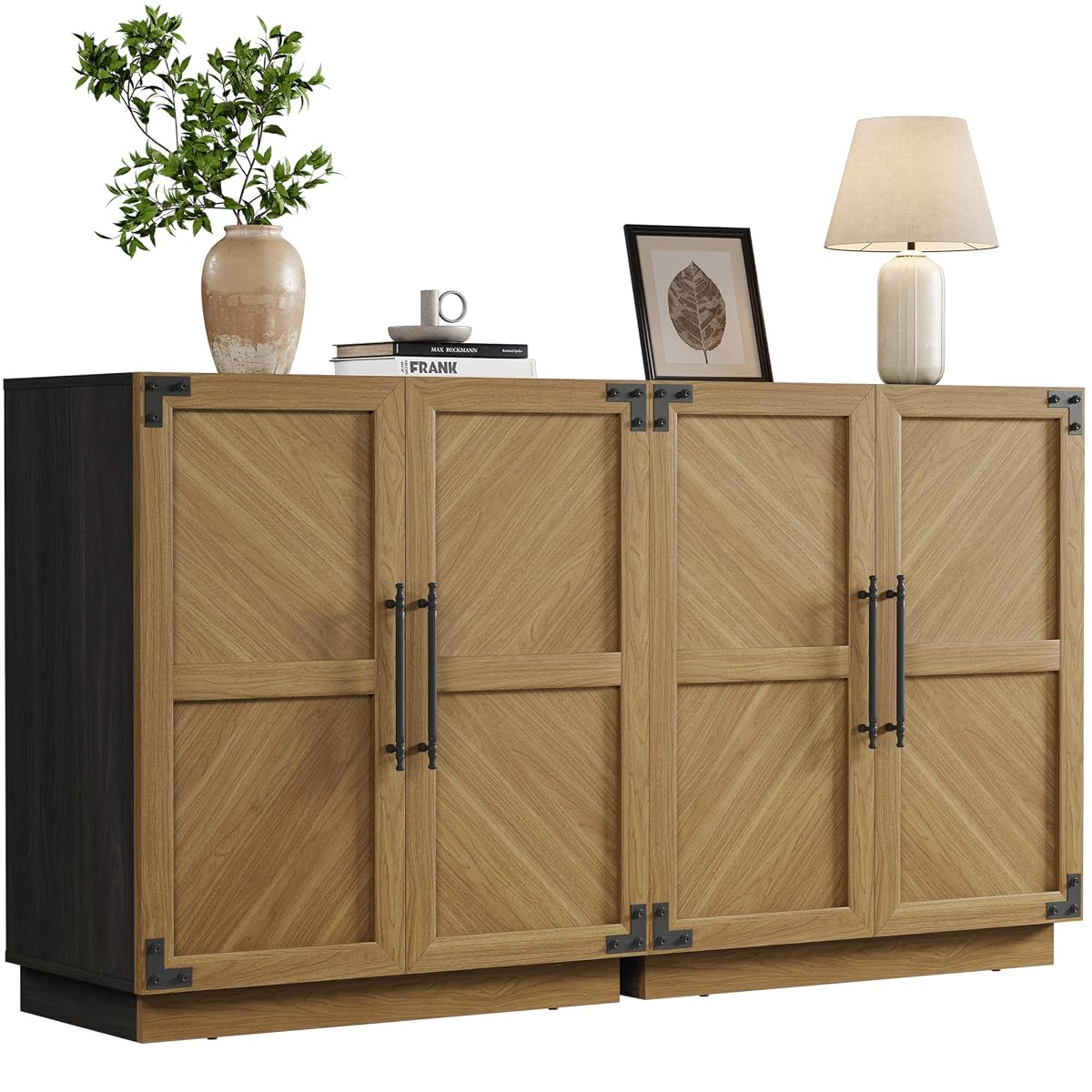 Sideboard Buffet Cabinet with Storage – Large Farmhouse Credenza with Doors & Adjustable Shelves for Living Room, Entryway