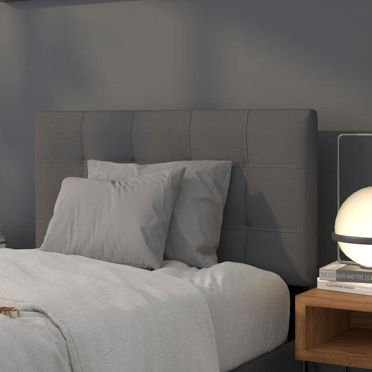 Quilted Tufted Upholstered Twin Size Headboard in Dark Gray Fabric