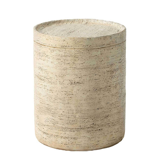 Milky cement round outdoor accent side table