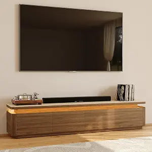 79" Fully Assembled TV Stand with Adjustable LED Lights, Walnut, view 2