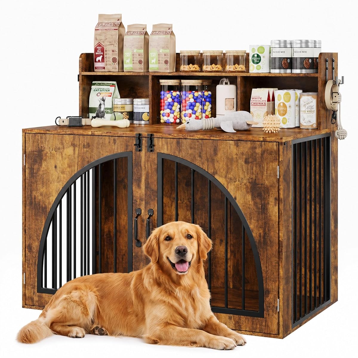 Dog Crate Furniture with Storage for Small/Medium Dogs,Brown