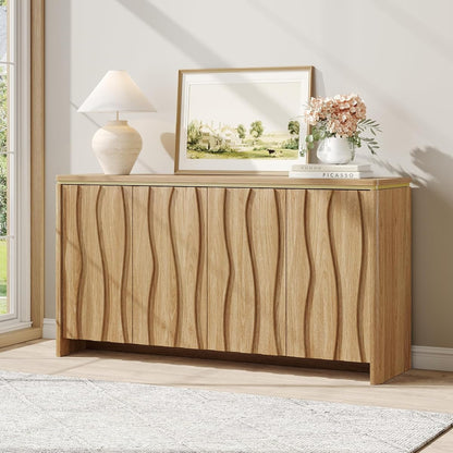 Fluted Buffet Cabinet with Storage, Kitchen Coffee Wine Bar Cabinet