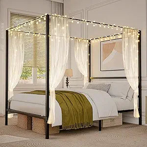 Queen Size Metal Canopy Bed Frame, view 2