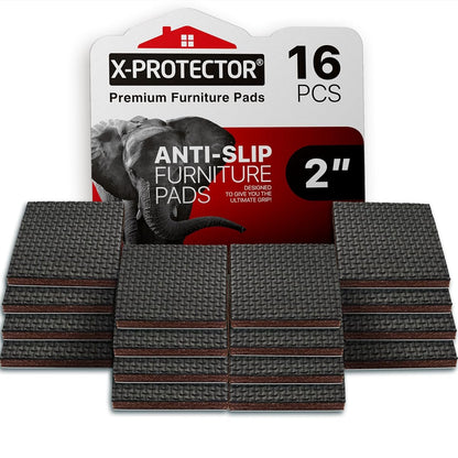 Non Slip Furniture Pads - 16 Premium Furniture Grippers 2"! Self-Adhesive Rubber Feet Furniture Feet - Ideal Non Skid Furniture Pad Floor Protectors - Keep Furniture in Place!