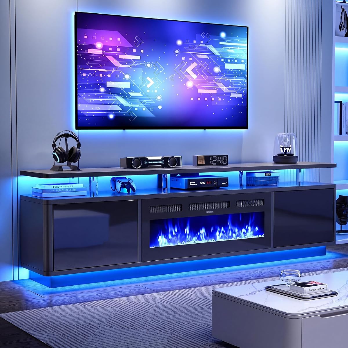 MXV 80" Fireplace TV Stand for TVs Up to 90"