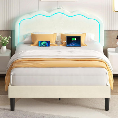 Queen Size Bed Frame, Beige