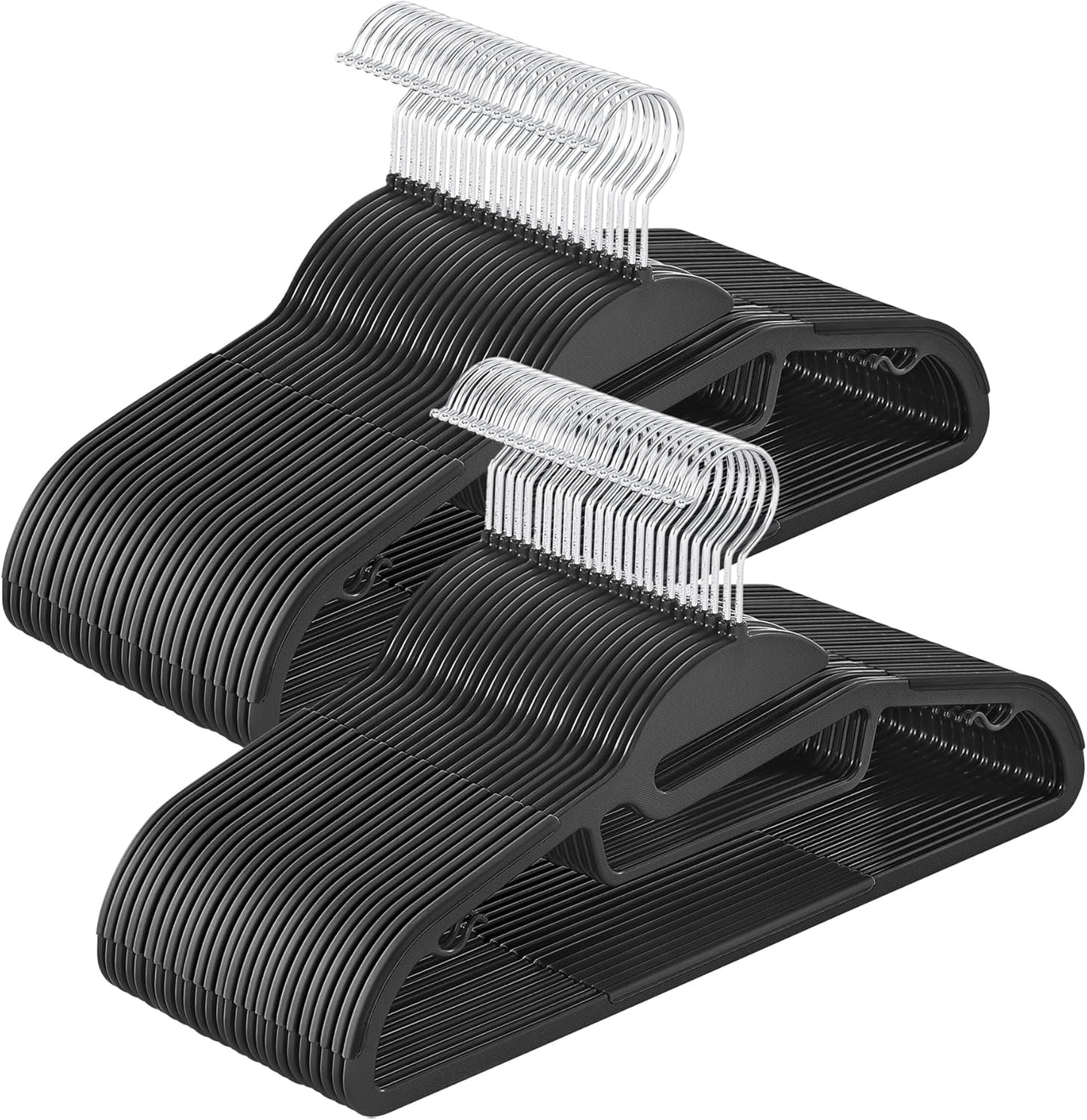 50 Pack Coat Hangers, Heavy-Duty Plastic Suit Hangers, S-Shaped Opening, Space-Saving, 360º Swivel Hook, 16.3 Inches Wide, Light Gray and Dark Gray UCRP41G-50