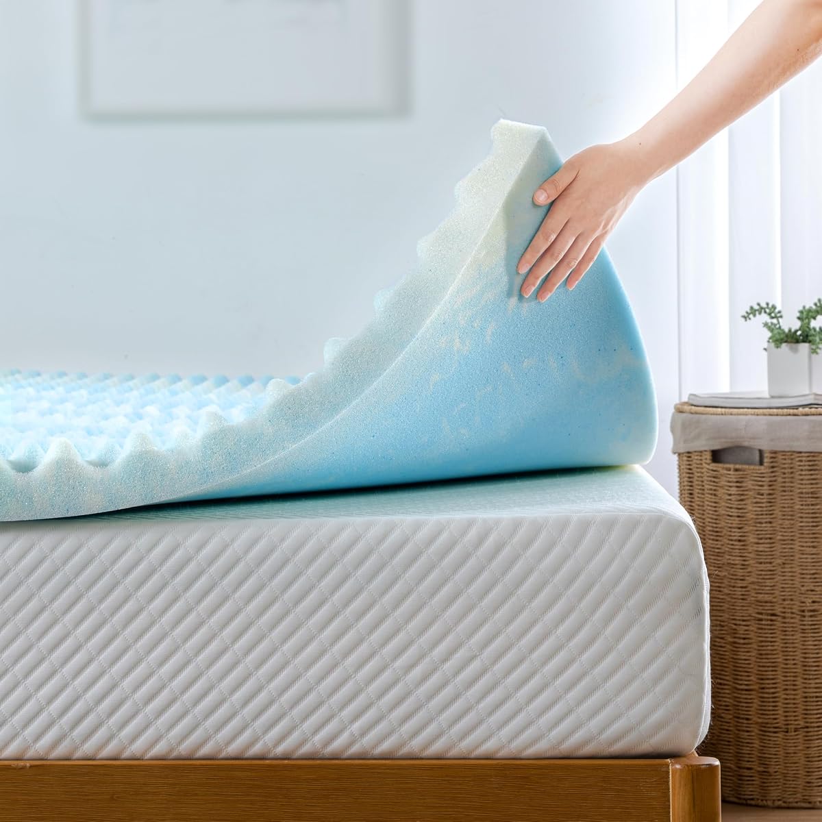 2 Inch Swirl Gel Cooling Memory Foam Mattress Topper, Smaller
