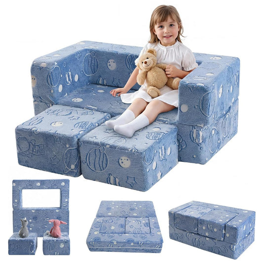Glow Modular Kids Couch, Blue Space