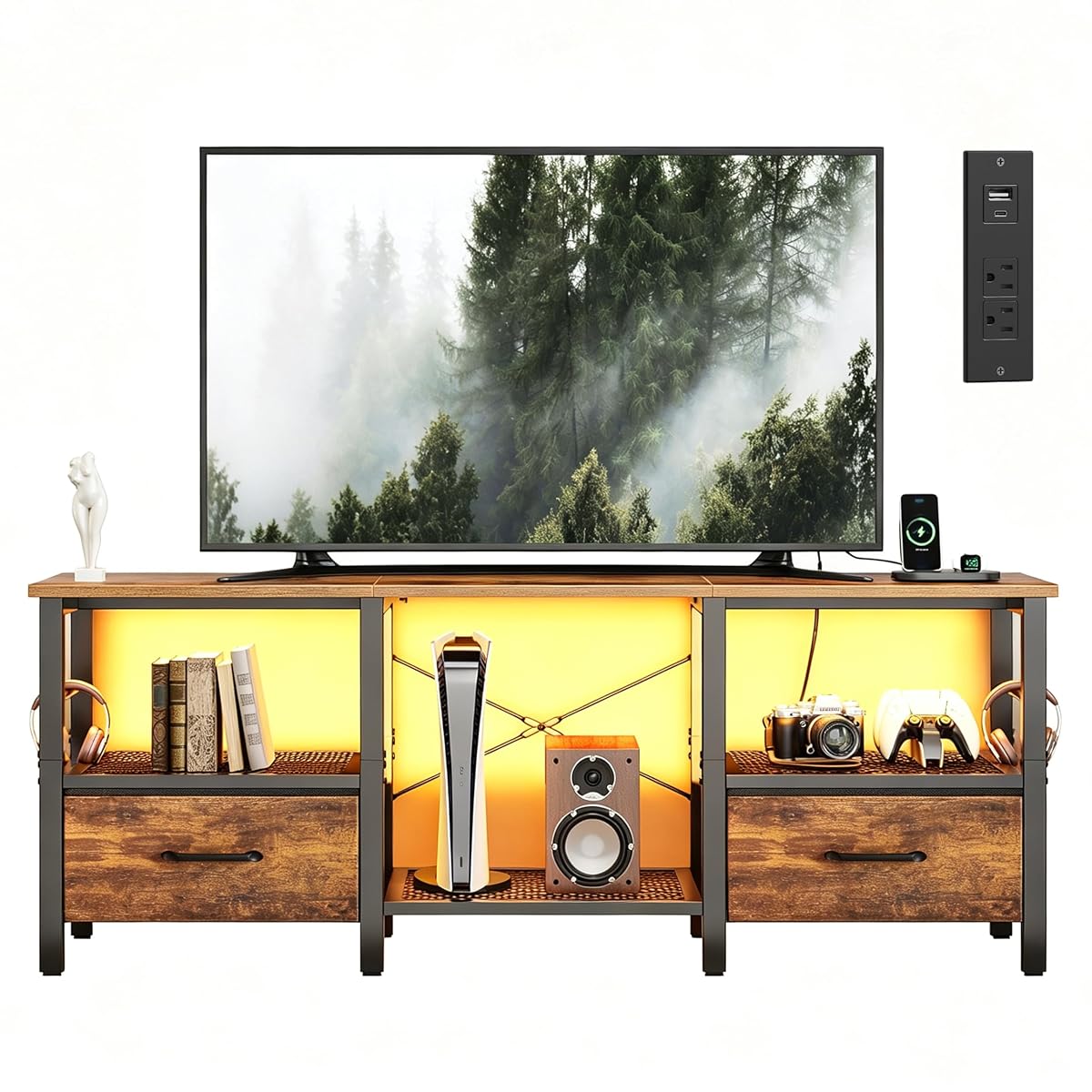 TV Stand for TVs up to 55 Inch, Media Console, 47.2'' Rustic Brown