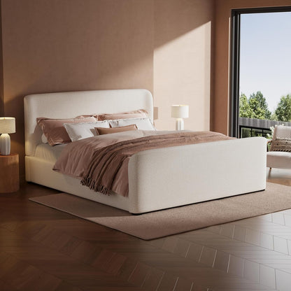 Queen Size Upholstered Platform Bed Frame with Headboard & Footboard