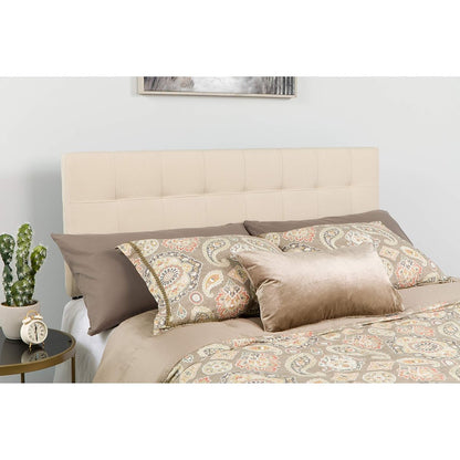 Quilted Tufted Upholstered Twin Size Headboard in Beige Fabric