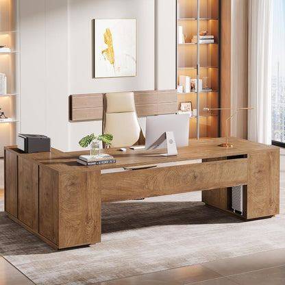 85.8-Inch L-Shaped Executive Desk, Extra Large Home Office Desk