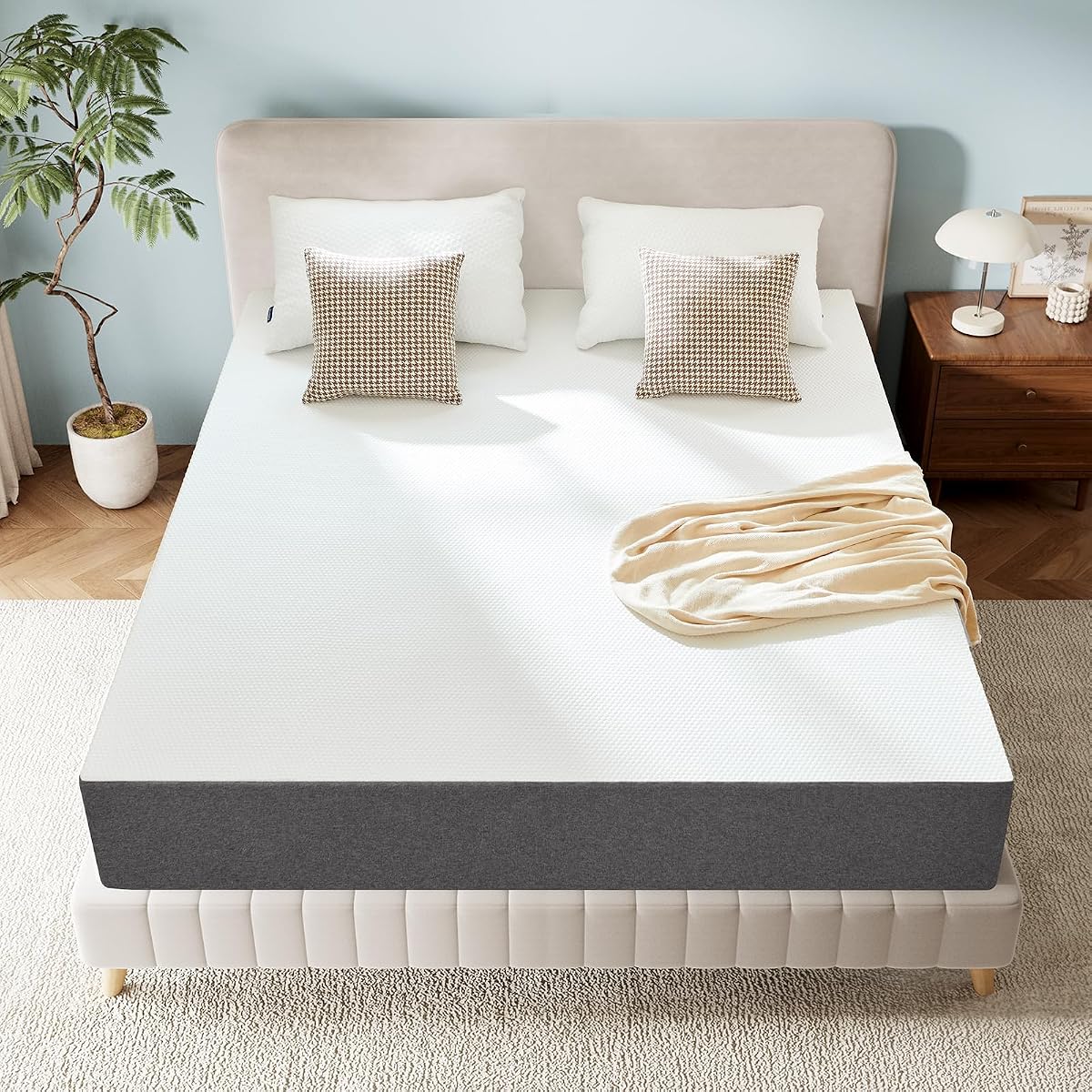 Lukace 12 Inch King Size Mattress,Memory Foam Mattress for Back Pain,Grey