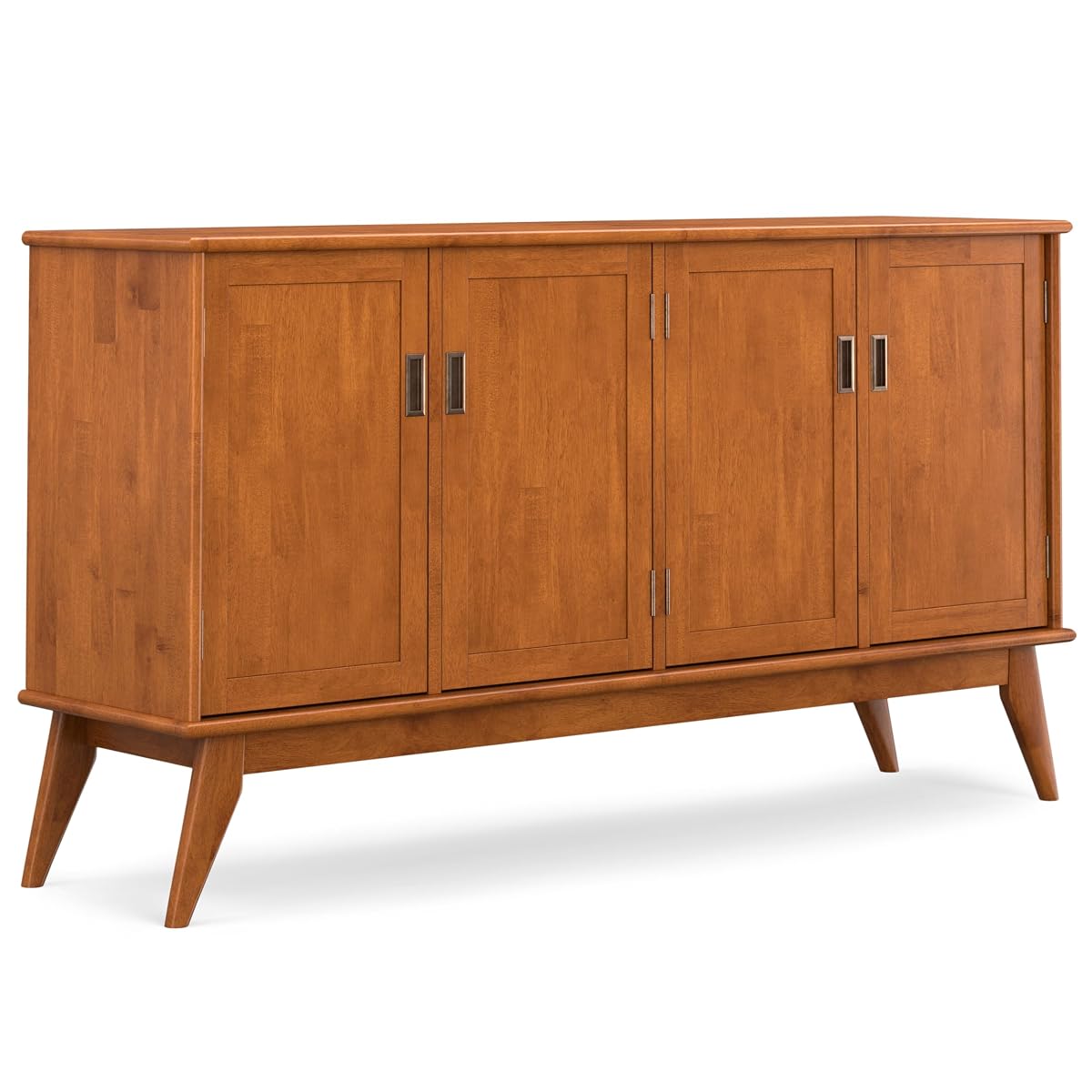 Draper 66" Wide Solid Wood 4-Door Buffet in Teak Brown