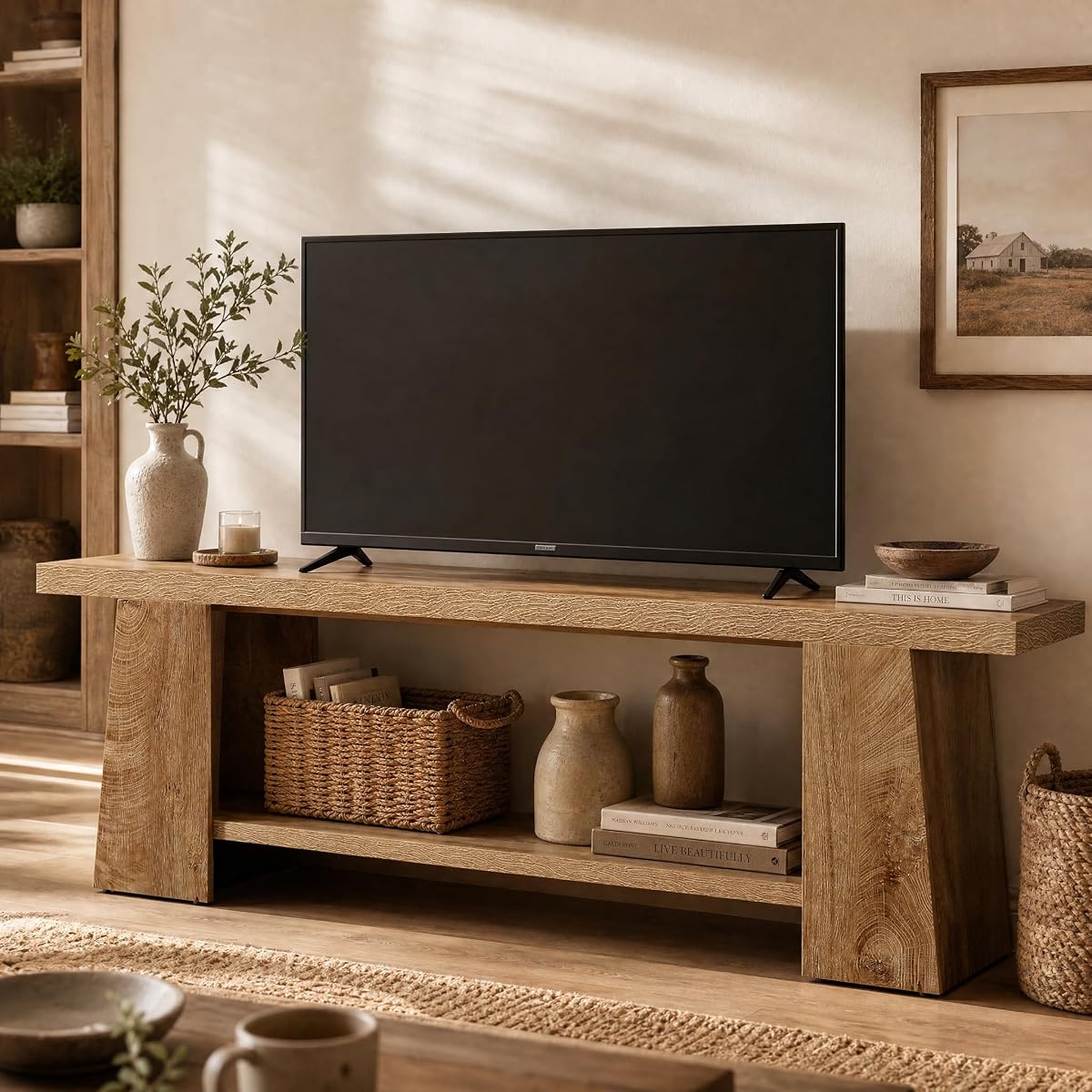 Tribesigns 59" Farmhouse TV Stand for 55/60/65/70/75 Inch TVs