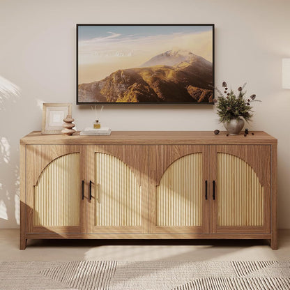 70" Sideboard Buffet Cabinet with Storage, Boho Credenza Storage Cabinet