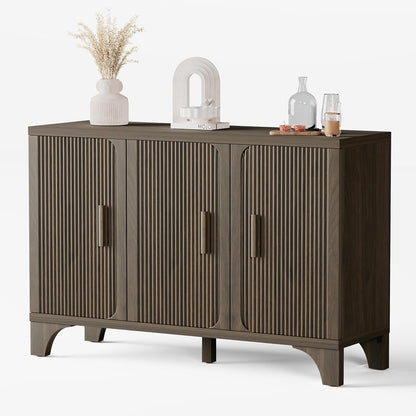 Mid Century Modern Fluted Buffet Cabinet with Storage