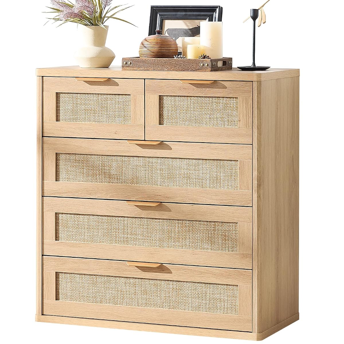 Rattan Dresser for Bedroom, 33.5" Small Chest of Drawers