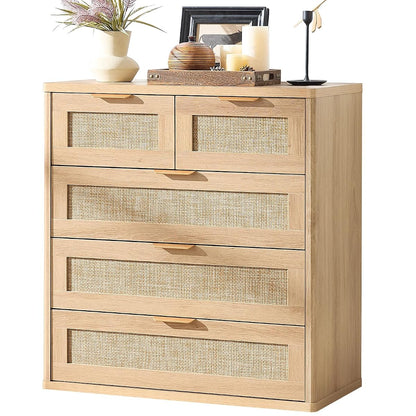 Rattan Dresser for Bedroom, 33.5" Small Chest of Drawers
