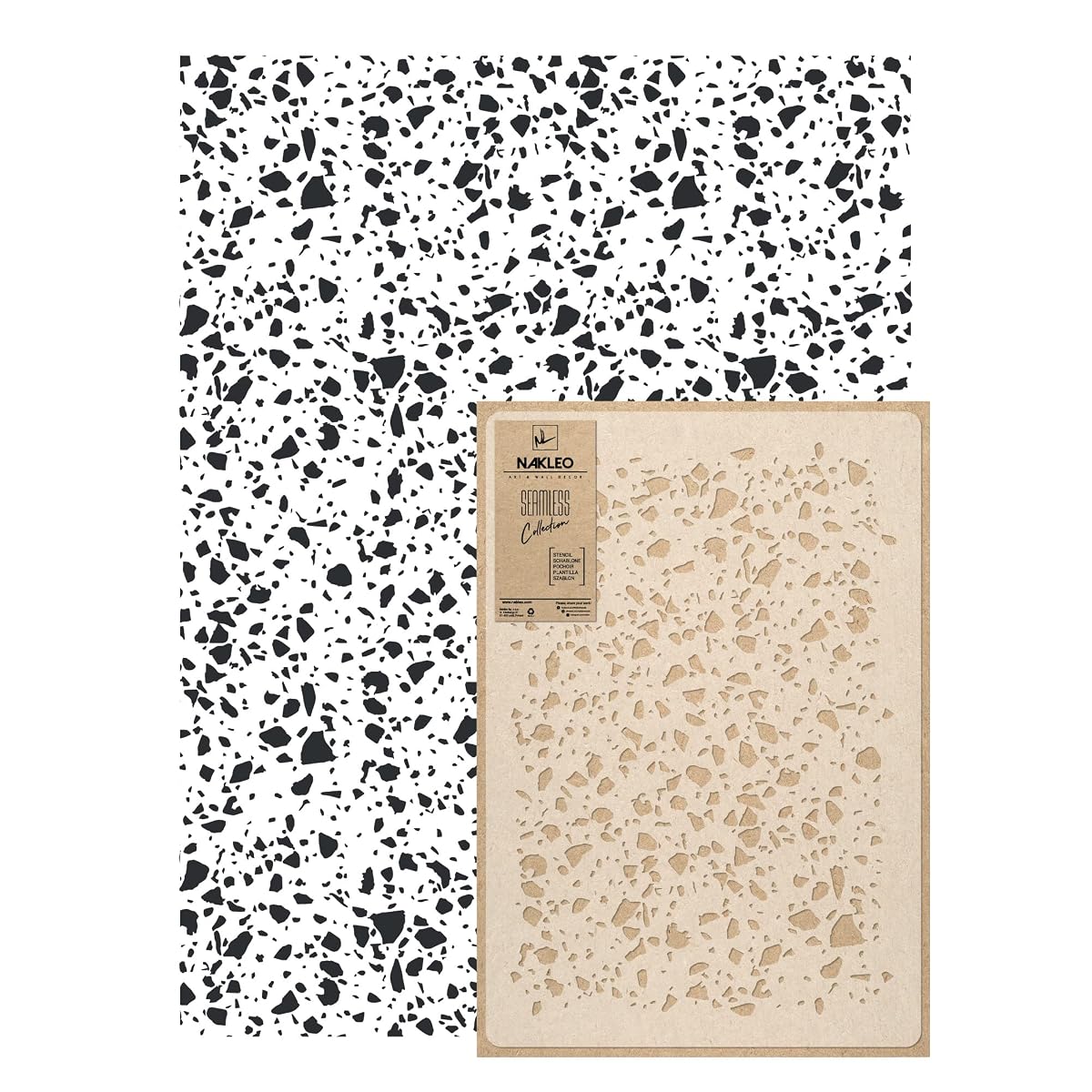 Wall Painting Stencil Large Size, 23,2”x37,4” Terrazzo Spots Retro Reusable Plastic Template, Geometric Pattern Wallpaper, DIY Home Decor Craft Wood Floor Furniture